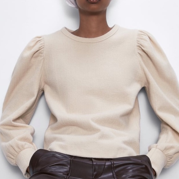 ZARA SOFT TOUCH BALLOON SLEEVE SWEATER - Picture 10 of 12